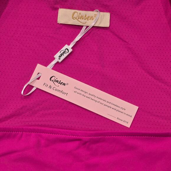 Qinsen Azalea Pink Sleeveless Square Neck Mini Stretchy A Line Dress BNWT - Picture 6 of 10